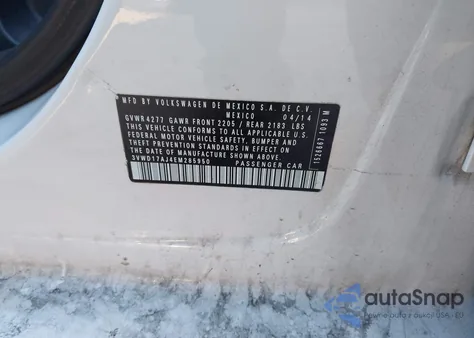 2014 Volkswagen Jetta 1.8T Se из США, поврежденный, VIN 3VWD17AJ4EM285950